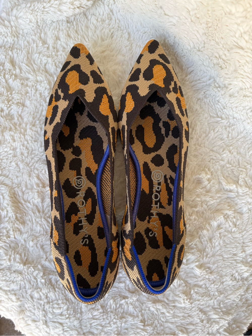 Rothy’s Leopard Print Pointed Toe Knit Flats - Brown/Black NEW Size 11 🐆